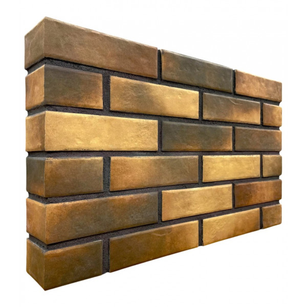 Термопанель фасадная рядовая Good House с керамической плиткой Loft Brick Curry Т112-04 (ППС, 1025×455 мм, 0,47 м²)