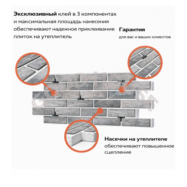 Термопанель Good House с керамической плиткой CERRAD Loft Brick Salt Т113-06 ППС, 1025×455 мм, 0,47 м²